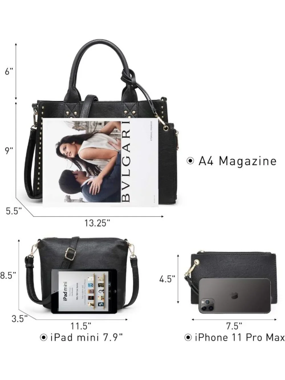 Stylish Women's Tote & Wallet Set - Versatile Satchel, Shoulder & Hobo Bags 3pcs
